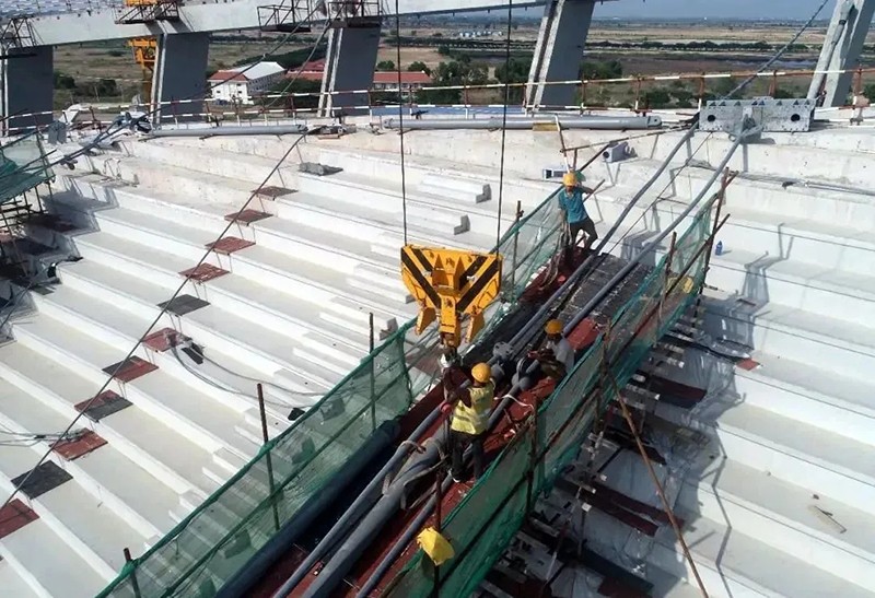 援建柬埔寨體育場 索網張拉圓滿完成