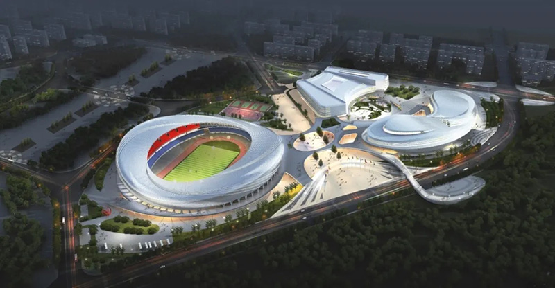 唐山新體育中心項(xiàng)目屋頂主桁架全部吊裝完成 唐山新體育中心項(xiàng)目屋頂主桁架全部吊裝完成