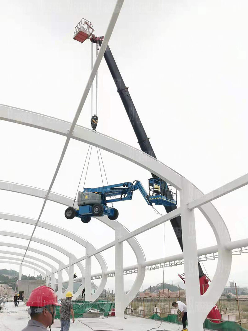 清遠磁懸浮項目蓮湖車站鋼-膜結構工程鋼結構防火涂料完工