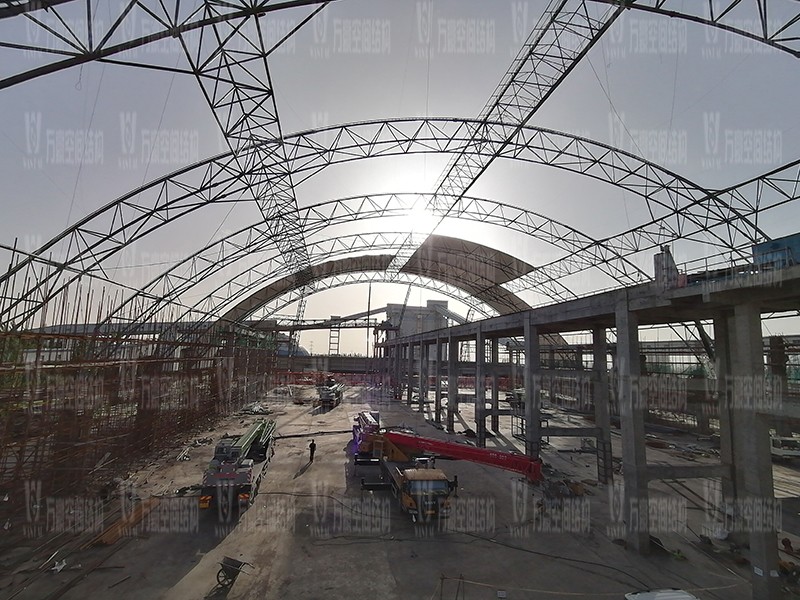 內(nèi)蒙能源長城五礦選煤廠鋼骨架膜棚建設項目膜結構安裝中