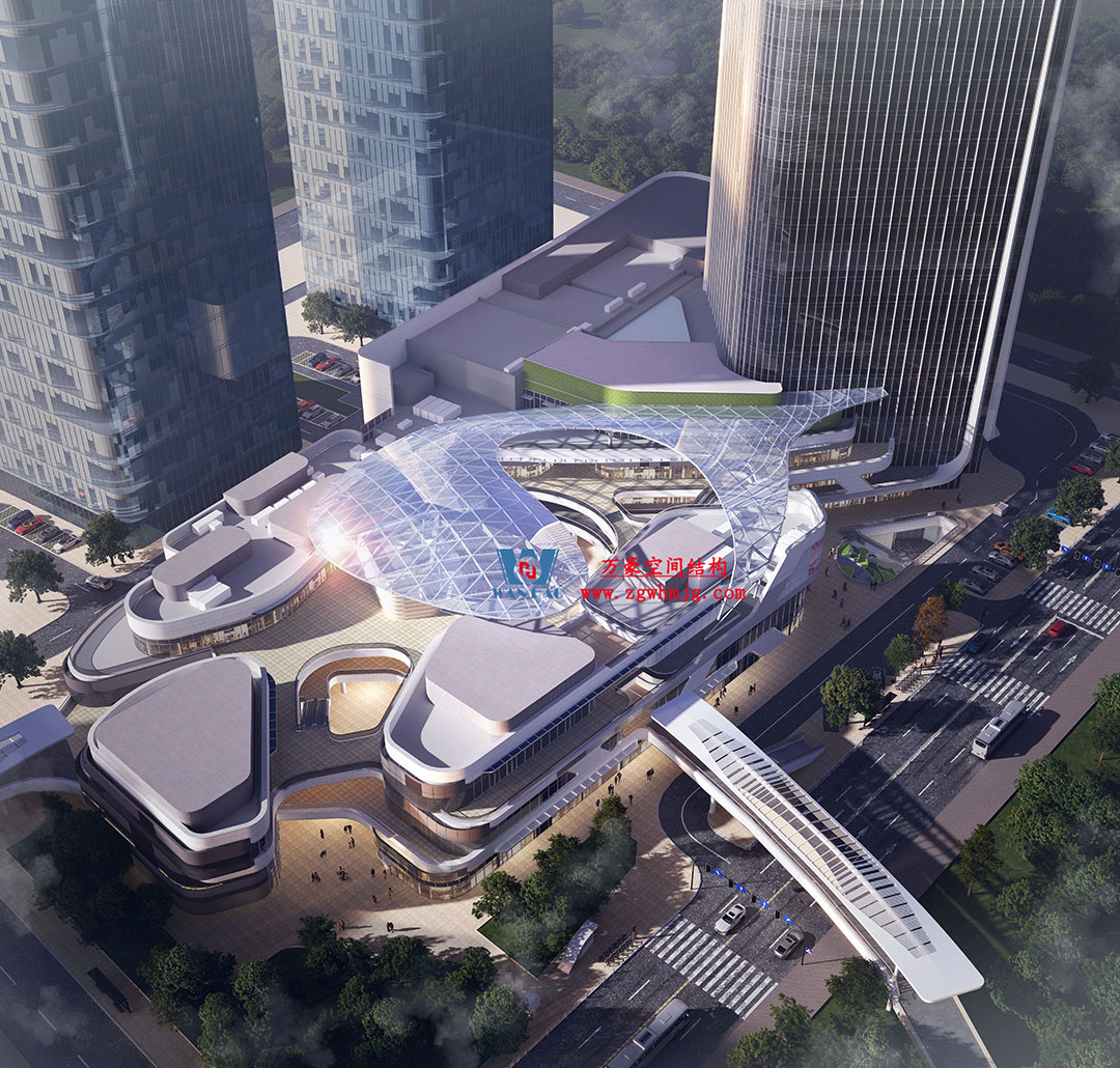 紹興華發金融活力城ETFE膜結構商業天幕工程