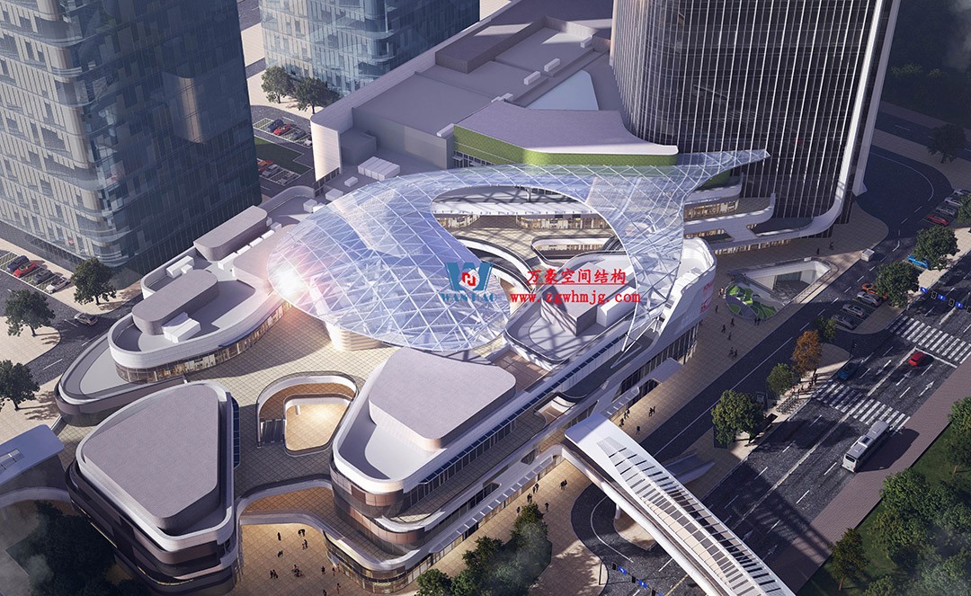 紹興華發金融活力城ETFE膜結構商業天幕項目接近尾聲