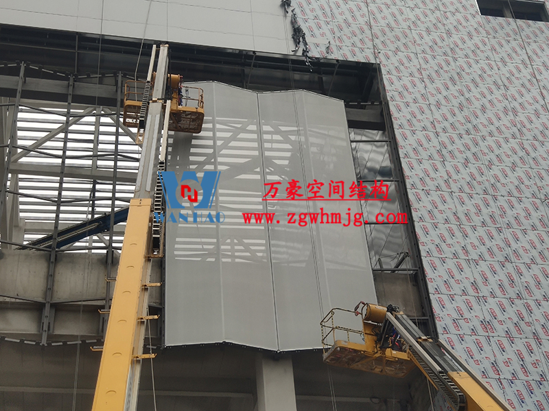 紹興國際會展中心C1區展廳幕墻網格膜項目進入膜結構安裝階段